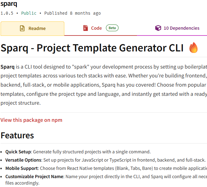 Sparq CLI screenshot 2
